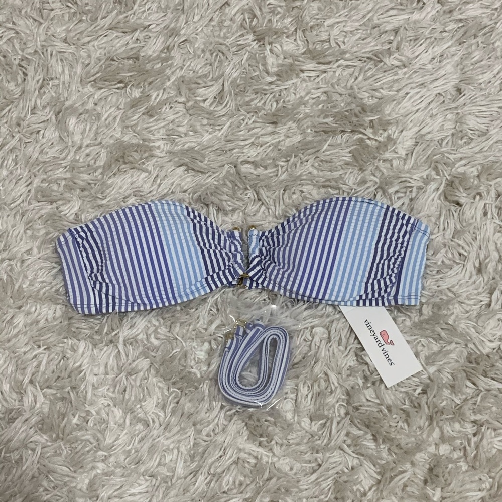 NWT Vineyard Vines Seersucker Bandeau Bikini Top